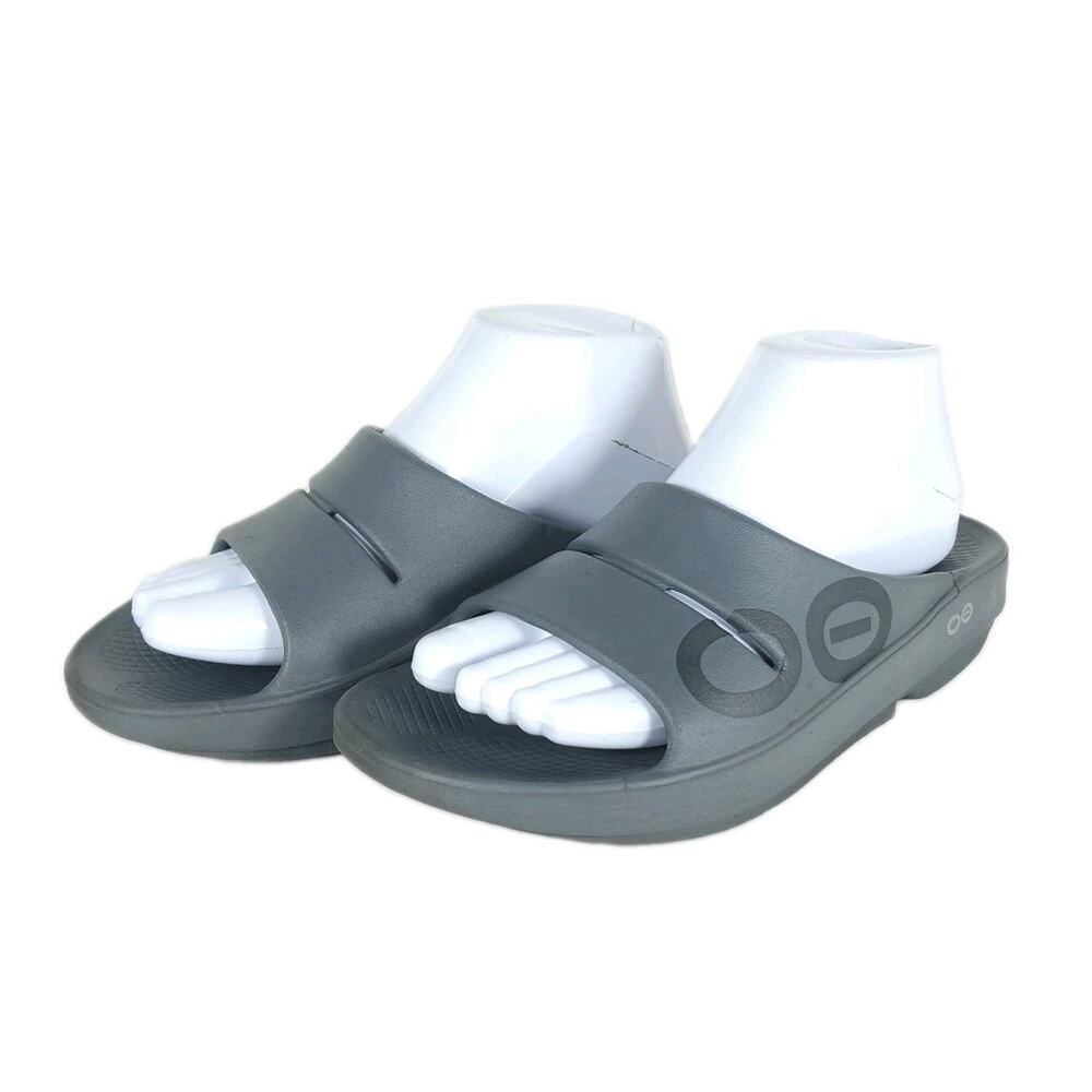Oofos OOahh Women's US8 Gray Comfort Recovery Slide Sandals Shoes